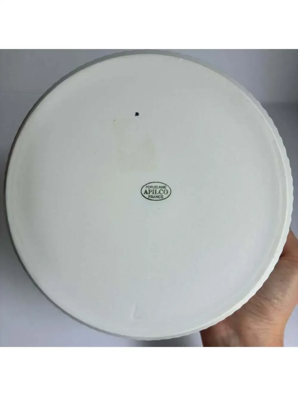 Vintage Apilco France 7.5” White Porcelain Ribbed Souffle Baking Dish